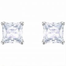 Swarovski Attract Stud Pierced Earrings, White, Rhodium Plated