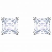 Swarovski Attract Stud Pierced Earrings, White, Rhodium Plated