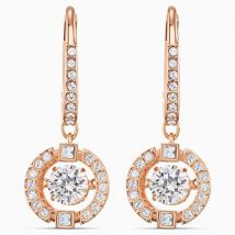 Swarovski Sparkling Dance Pierced Earrings, White, Rose Gold Plated