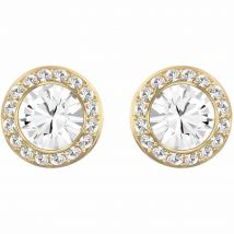Swarovski Angelic Round Stud Earrings, White, Gold Plated