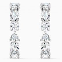 Swarovski Tennis Deluxe Mixed Pierced Earrings, White, Rhodium Plated