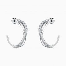 Swarovski Twist Hoop Pierced Earrings, White, Rhodium Plated