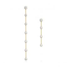 Swarovski Constella Earrings, Asymmetrical, White, Gold-Tone Plated