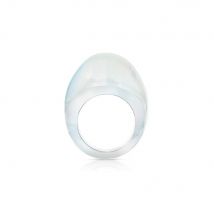 Lalique Gourmande Opalescent Cabochon Crystal Ring, Size 49