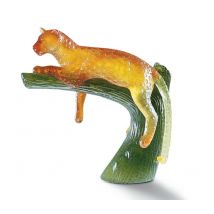 Daum Amber Panther on Green Tree