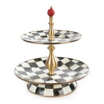 Mackenzie-Childs Courtly Check Enamel Two Tier Sweet Stand