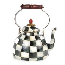 Mackenzie-Childs Courtly Check Enamel 3 Quart Tea Kettle