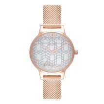 Olivia Burton Snow Globe Dial & Rose Gold Mesh Watch