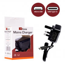 Original Mains Charger for all TTfone models - MicroUSB & Type-C Cable Charger Head only