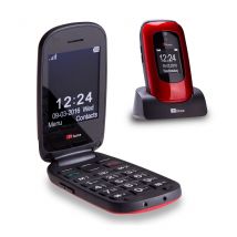 TTfone Red Lunar TT750 Flip Big Button Fip Mobile | O2 Bundle Pay as you Go