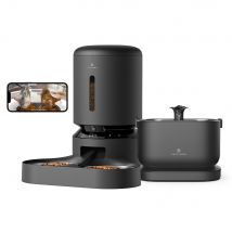 Petlibro Camera Dual Food Tray Feeder & Battery-Operated Fountain Kit, Black, automatic cat feeder with camera