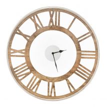 Coast Silent Wanduhr - Klassischer Rahmen - Römische Ziffern - 51 x 51 x 5 cm - Naturholz