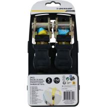 Dunlop Zurrgurt mit Ratsche - 2 Stück - 5 M - bis zu 150 KG - Gelb