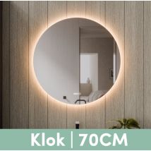 Beloura Badezimmerspiegel mit Beleuchtung - Runder Badezimmerspiegel - Heizung - Uhr - LED - 70 cm