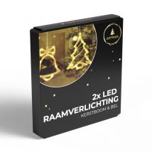 Giftmas LED Hängedekoration Weihnachtsglocke & Weihnachtsbaum Warmweiß 14x18,3 cm - Batteriebetrieben - Fensterdekoration für Innenräume