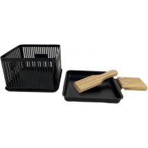 Raclette & Käsefondue To-Go - Kompaktes 1-Personen-Set mit Teelicht - 10×10×6,5 cm - Inklusive Holzspatel