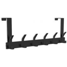 O'DADDY® Türgarderobe - 6 Haken - Türhaken - Türaufhänger - Türgarderobe zum Aufhängen - Aufhängehaken - Befestigung mit 3M Klebeband - Industrielles Design - Schwarz