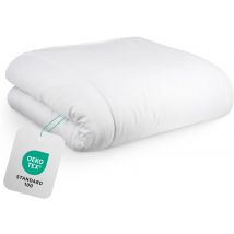 Hom&Com - Bettdecke 90% Entendaunen - 155x220 cm - 4 Jahreszeiten - Satinrand - OEKO-TEX & tierfreundlich zertifiziert - Weiß