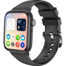 Nuvance - Smartwatch Männer & Frauen - 45mm - für iOS & Android - Schrittzähler und Herzfrequenzmesser - wasserdicht - Schwarz
