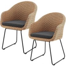 Juskys - Gartenstühle Cody - 2 Stück - inkl. Kissen - braun/schwarz