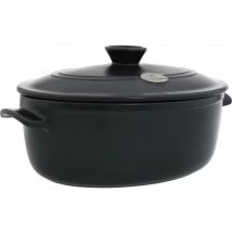 Emile Henry Flame Kochtopf - Oval - 33,5 x 26,5 cm - Schwarz