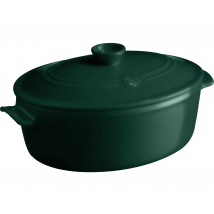 Emile Henry Keramik Kochtopf - L 34 cm x B 29,5 cm x H 18,5 cm - 5.3L - Spülmaschinengeeignet - Dunkelgrün