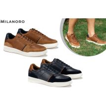 Milanoro - Stylische Herren Lederturnschuhe - Navy - Größe 46