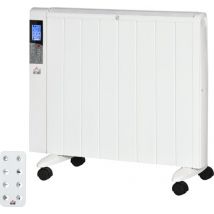 HOMdotCOM Elektroheizung mit Rädern, 9 vorinstallierte Modi, Wandmontage möglich, 5-35° C, weiß, 75 x 7,5 x 58,5 cm