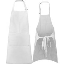 Küchenschürze - Wasser- und schmutzabweisend - Professionelle Kochschürze - Schürze für Frauen und Männer - Catering-Schürze - Unisex - Verstellbare Schnalle - Extra große Fächer - Weiß