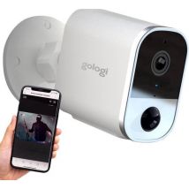 Gologi kabellose Kamera auf Batterie - Sicherheitskamera - Mit Nachtsicht - WiFi-Kamera - Sicherheitskamera - Wiederaufladbar - Niederländischsprachige App - Weiß