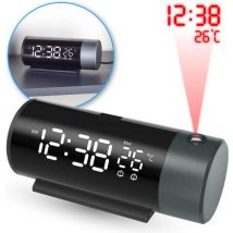 Nuvance - Digitaler Wecker mit Projektion - Digitaler Wecker - mit Snooze-Funktion und Doppelalarm - für das Schlafzimmer - mit USB-Ladeanschluss