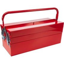 Toolland Werkzeugkoffer, Metall, klappbar, 5 Fächer, rot, 530 x 200 x 200 mm