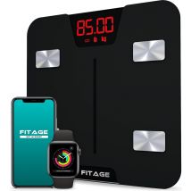 FITAGE Smart Waage - mit App - misst 17 Körperwerte - Schwarz