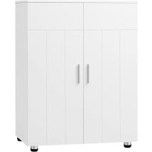 Eugad Badezimmerschrank Upright - 60 x 30 x 82 cm - Moderner Aufbewahrungsschrank - Mit Türen und verstellbaren Einlegeböden - Weiß