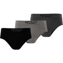 Apollo Unterwäsche Nahtlos Männer Baumwolle Schwarz/Grau 3 Stück Größe L