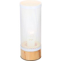 Grundig Tischleuchte - Rund, diffuses Licht, Weiß & Holz - Stilvolle Beleuchtung für jedes Interieur