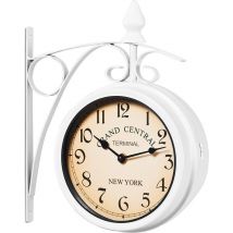 Monzana Retrostyle Bahnhofsuhr/Uhr - 29 x 9,5 x 32,5 cm -Weiß