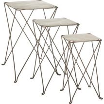 Mica Decorations Afra Pflanztisch - 3er-Set - L40,5 x B40,5 x H63 cm - Metall - Grau