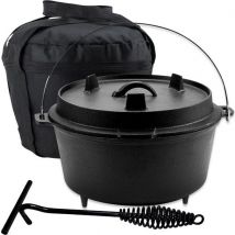 KitchenMonsterÂ¬Ã† Dutch Oven Kookpan - Gietijzeren Pan Ã˜29 - Gietijzeren Pan met Deksel 9 Liter Grillpan - Braadpan Gietijzer Zwart