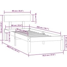 vidaXL - Bettrahmen - massiv - Kiefernholz - honigbraun - 90x200 - cm