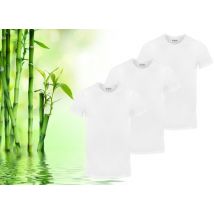 Milanoro T-shirts - 3 Stück Bambus - Slim Fit & Extra lang - Rundhalsausschnitt - Größe L - Weiß