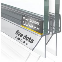 Five dots Duschtürstreifen 2 x 6 mm - Transparent - 100 cm - Anti-Leck & Anti-Dicht - Für Glasduschtüren mit einer Stärke von 6 mm - Unterer Streifen Duschwand