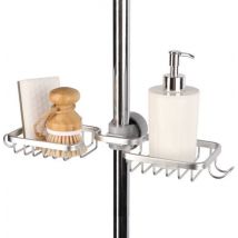 Goliving Duschregal hängend - Duschregal - Kein Bohren - Küchenregal - Spülbeckenorganisator - Badezimmerzubehör - Doppelter Platz - Silber