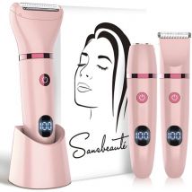 3-in-1 Ladyshave mit Display - Gesicht - Achseln - Beine - Bikinizone - Sansbeauté® - Rasierer Frau - Elektrischer Epilierer - Gesichtshaarentfernung Damen - Trimmer Frau - Ladyshaves Bikini - USB Wiederaufladbar