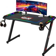 For The Win Gaming-Schreibtisch mit LED-Beleuchtung - 120x74x60 cm - Game Desk - Inkl. RGB-Mauspad - Gaming-Schreibtisch - Computertisch - Spieltisch