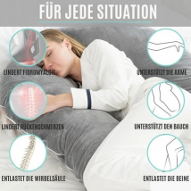 Strex Schwangerschaftskissen - XXL - Umstandskissen - 280cm - Abnehmbarer Bezug - Grau