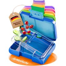 Funkelfuchs® - Lunchbox Kids mit Fächern - 500ml, blau - Lunchbox Stern, klein - Brotzeitbox, Snackbox, Lunchbox, Brotzeitbox, bento box kids - für Schule, Kindergarten und Krippe
