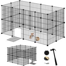 Eugad Welpenauslauf 142x72x72 cm - faltbarer Metall-Tierauslauf mit Tür - Schwarz/Metall