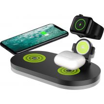MW 4-in-1 Kabellose Ladestation - Qi Ladegerät - iPhone AirPods Apple Watch - Schnellladen - Schwarz