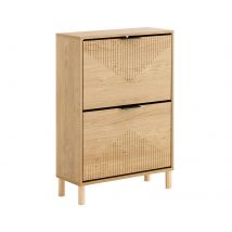 SoBuy FSR200-N Schuhschrank 60x24x88 cm - Helles Holz - Kompaktes Design mit 2 Klappen, Kippsicherung und Platz für 8 Paar Schuhe